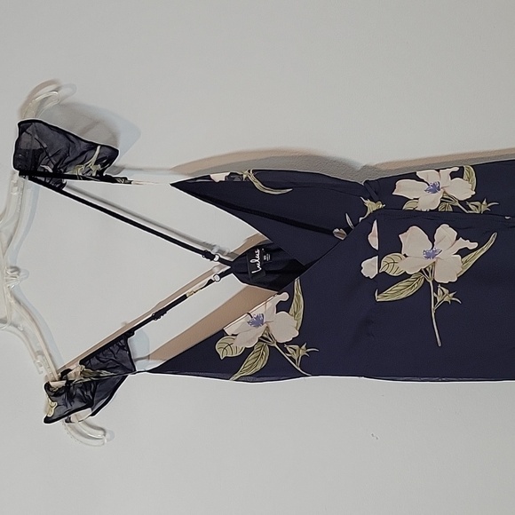 LULUS All Mine Navy Blue Floral Print High-Low Maxi Wrap Dress 65229 - Picture 3 of 13